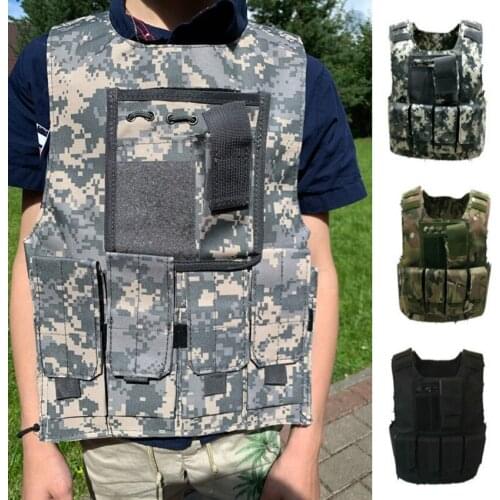 Military Combat Kids Boys Tactical Vest CamouflageArmor Tops US Army Soldier Equipment Special Forces Military Uniform Toy Set