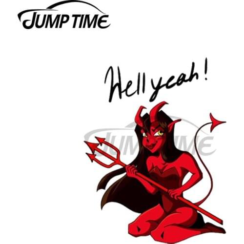 Jump Time 13 x 10.8cm For Hell Yeah! Devil Girl Vinyl Car Stickers Motorcycle Scratch-proof Decal Waterproof Decor