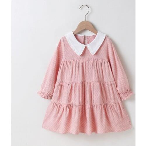 Winter 2020 Girls Dress Girls Cute Dress Cotton Long Sleeve Pink Solid Loose Cute Dress Vestidos 18M-6T