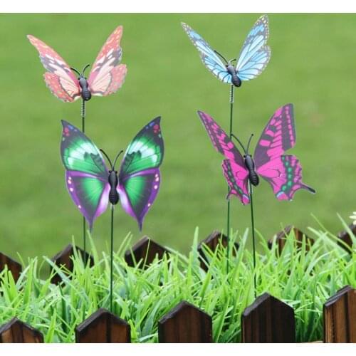 10Pcs Beautiful Artificial Butterflies Ornaments Garden Patio On Sticks Home Decor Colorful Stakes