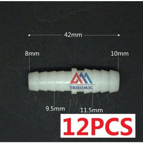 12 pieces 8mm*10mm Straight Reducing Connector Plastic Fitting Barbed Reducing Connector PE