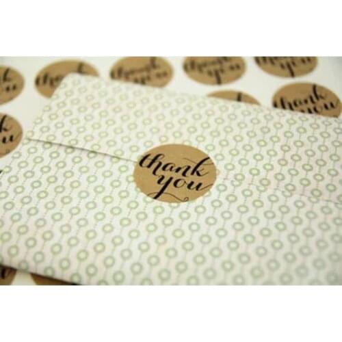 120pcs Kraft Thank You Packaging Sealing Special-shaped Sticker DIY Hand Gift Bag Sealing Kawaii Baking Decoration Adhesive Tape