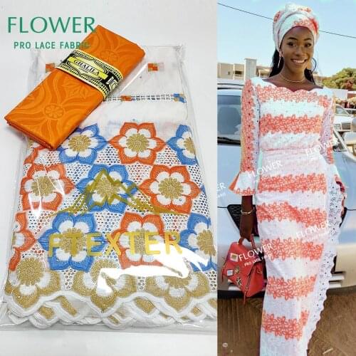 2.5+2.5 Yards Dry Laces With Guipure For African Women Sewing Party Clothing Lace Material Embroidery Swiss Voile In Switzerland