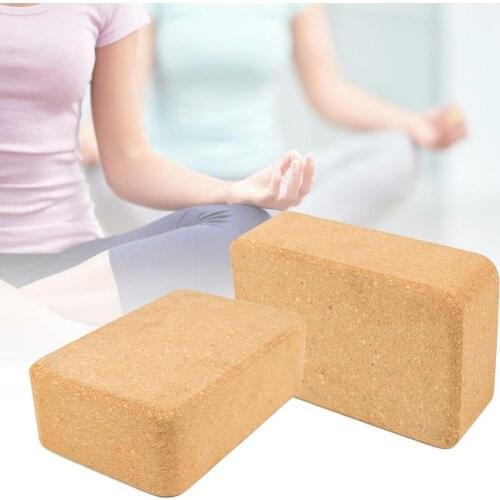 2Pcs Women Men Cork Yoga Block High Density Stretching Aid Eco-friendly Natural No Odor Soft Wood Yoga Fitness Equipment Brick