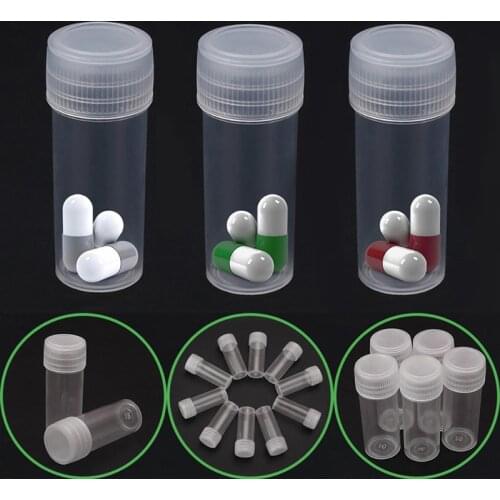 20Pcs 5ml Plastic Bottle Sample Jar 5g Small Barrel Vials Medicine Pill Liquid Powder Capsule Storage Container Packing Bottles