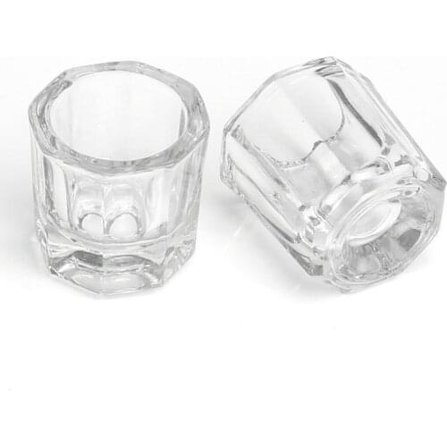 2021 New Nail Art Crystal Cup Small Octagonal Crystal Without Powder Crystal Cup Glass Liquid Cup Cover Crystal X9L1