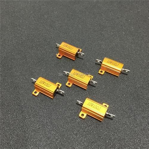 5pcs/Lot RX24 10W 270R 300R 330R 470R 500R 560R Ohm Golden Metal Shell Case Power Wirewound Resistor Aluminum Housing 5% Class J