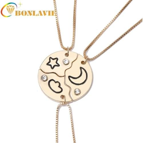 BONLAVIE Accessories Honey Necklace Good Sister Pendant Star Moon Clouds Stitched Collarbone Chain Graduation Gift