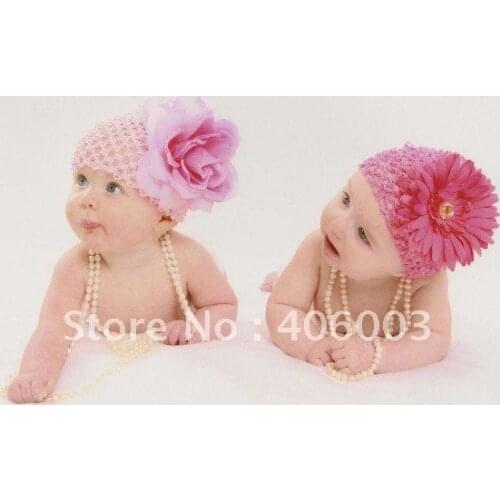 Free shipping wholesale 24pcs/lot waffle crochet beanie hat baby newborn infant toddler