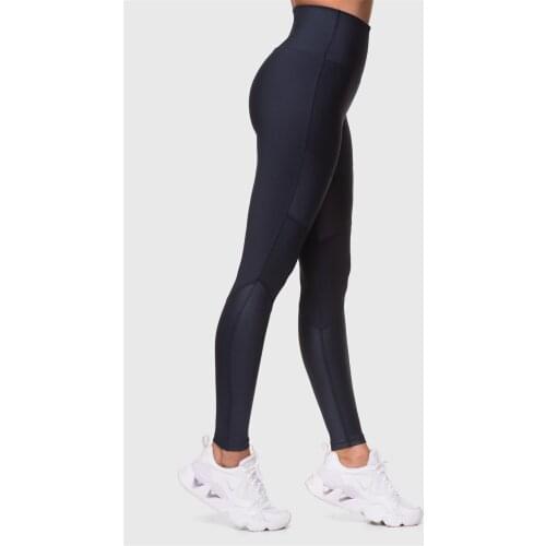 Superstacy High Waist Shiny Piece Navy Blue Sports Leggings