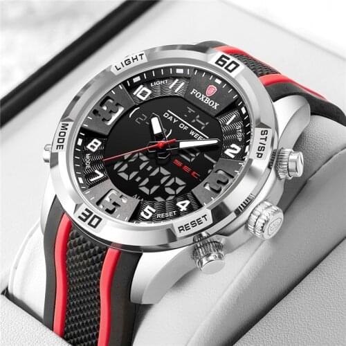 2021 LIGE Mens Watches Silicone Strap 30M Waterproof Watch For Men Top Brand Luxury Dual Display Quartz Alarm Digital Clock