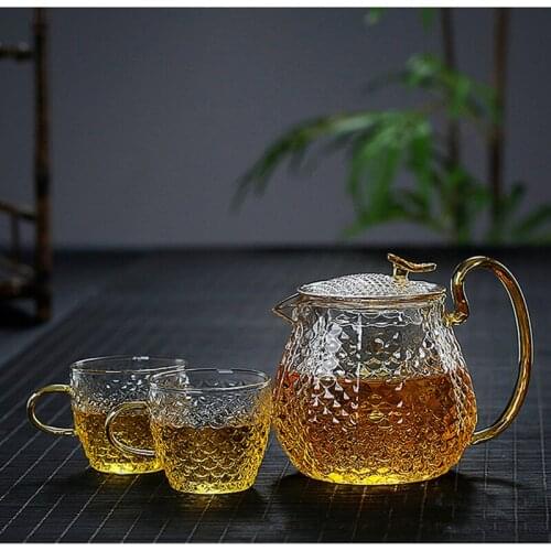 High Borosilicate Glass Teapot Filter Bubble Teapot Household High Temperature Resistance Hammer Pattern Teapot Kung Fu Tea Set