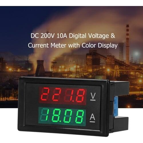 Digital Voltmeter Ammeter Voltage Current Tester Gauge Volt Amperage Tester Amp Detector Red Green Dual Display Multimeter
