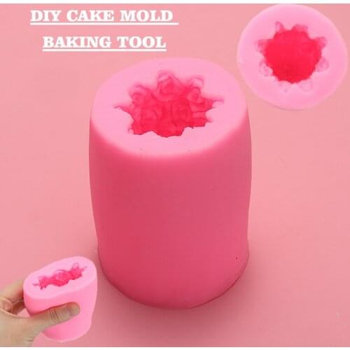 Valentine Wedding 3D Rose Cylinder Silicone Candle Mold Cake Craft Mould Handmade DIY Crafts For Cake Candle Soap Making