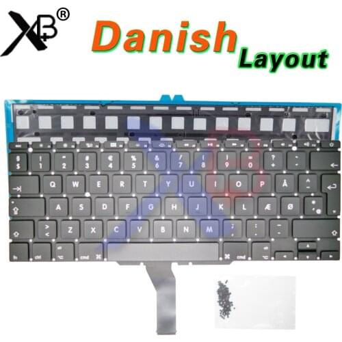 For A1370 A1465 DK Denmark keyboard/Backlight Backlit+100pcs keyboard screws For MacBook Air 11.6" A1370 A1465 2010-2017 Years