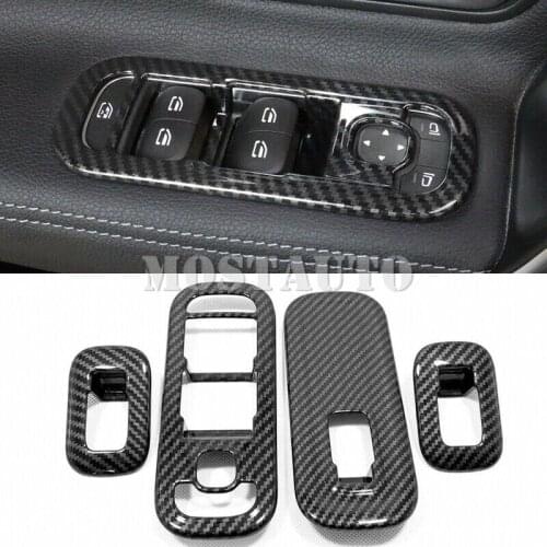 For Mercedes-Benz A-Class W177 2019 ABS Carbon Fiber Car Window Button Cover Frame 4pcs Car Accessories Interior Car Decor
