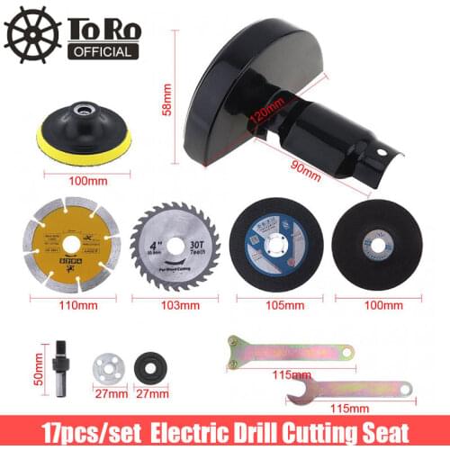 TORO 17pcs 13mm Electric Drill Cutting Seat Stand Holder set Angle Grinder Accessories with Grinding Wheel for Metal Polishing