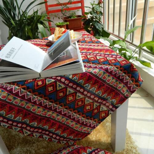 Red/blue Bohemian national wind 50x150cm Zakka cotton linen Fabric Burlap for Sewing Textile Quilting Diy pillow curtain Purse