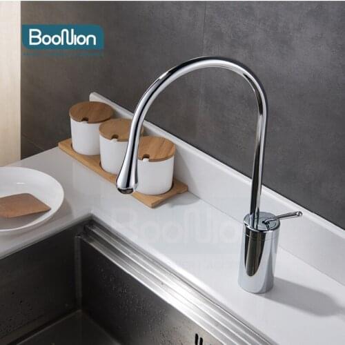 Boonion brass chrome sink faucet Pop Pull-out faucet tap single handle hot & cold single hole simple style Water Droplet series