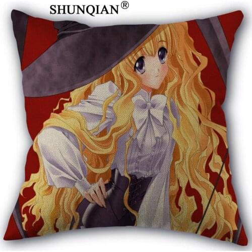 Best nice Custom The little witch anime pillowcase Custom Cotton Linen Throw Pillow Cover Pillowcase Customize 45x45cm one side