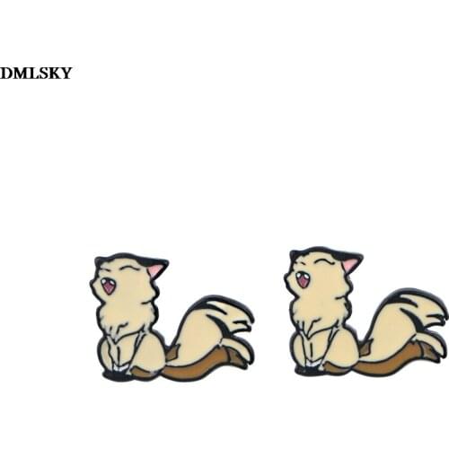 M4769 DMLSKY Cute Anime Fox Stud Earrings Ear Stud kids Kawaii Earrings For Womens Enamel Earrings Jewelry Gifts