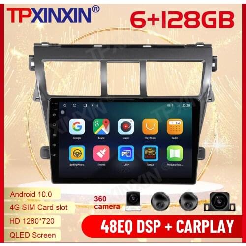 2 Din Carplay Android Radio Receiver Multimedia Stereo For Toyota VIOS 2008 2009 2010 2011 2012 2013 GPS Auto Recorder Head Unit
