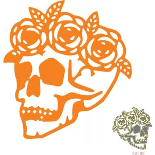 Halloween Skull Wearing Roses Metal Cutting Dies For DIY Scrapbooking Decorative Embossing Handcraft Paper Cards Making Die 2021