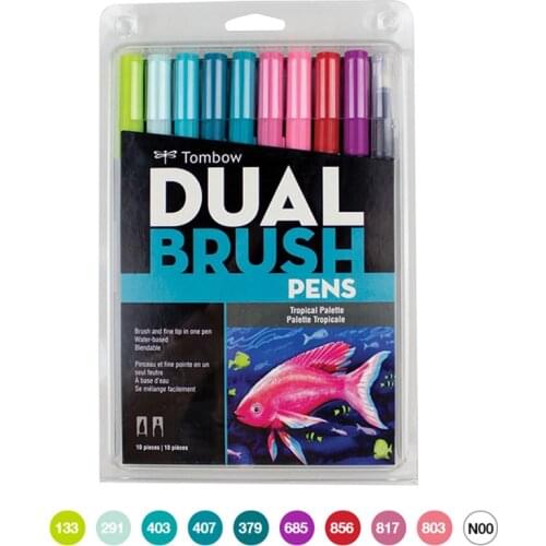 10pcs/set Calligraphy Pen Set Double Head Markers Color Pen Soft Brush Pen Drawing Nomination Art Supplies