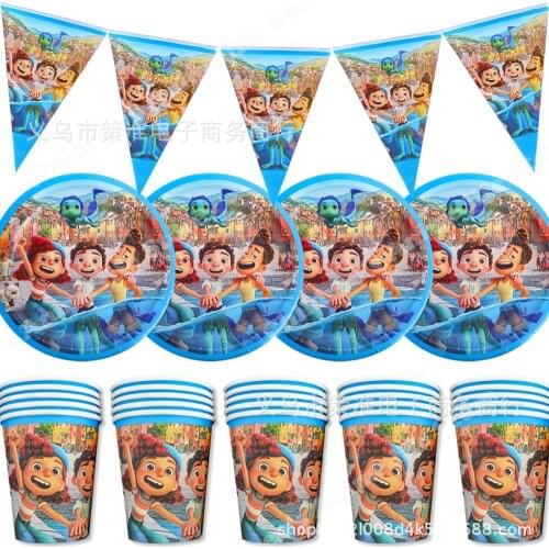 Disney Pixar Luca Movie Happy Birthday Party Decorations Supplies Balloons Set Anime Figures Theme Disposable Party Tableware
