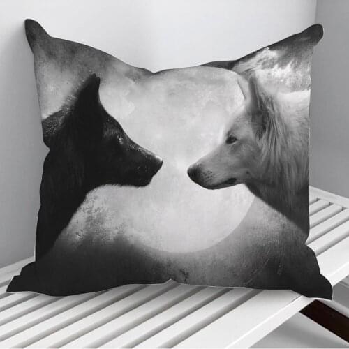 Black wolf vs white wolf Throw Pillows Cushion Cover On Sofa Home Decor 45*45cm 40*40cm Gift Pillowcase Cojines Dropshipping