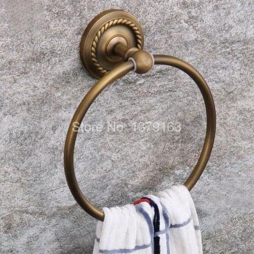 NEW Bathroom Accessory Wall Mounted Antique Bronze Brass Beautiful Pattern Towel Ring Towel Rack Holder aba273