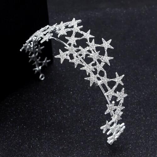 Star Rhinestone Hair Hoop with Semi-Circular Design Adjustable Elegant Lightweight Long Lasting for Wedding Birthday LL@17