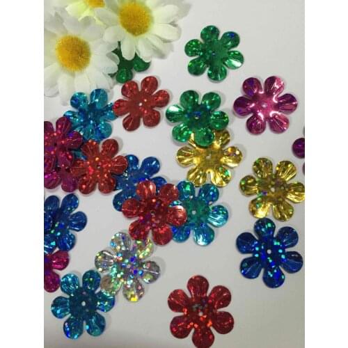 30g/lot Flower Sequins 23mm PVC Sequin Flower Sequins Decoration Sewing DIY Mix Laser Colors Confetti