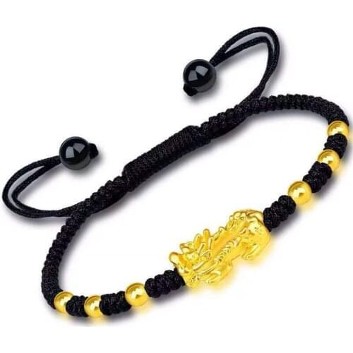 Handmade Braided Rope Bracelets Pixiu Charm Bracelet for Women Men Lucy Wealth Black Red Color Wrist Chain Birthday Gift