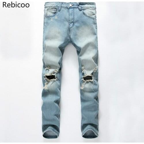 New European Style Ripped jeans High Quality Men Jeans Hole Designer Summer Mens Hip Hop Denim Trousers Harem Pants
