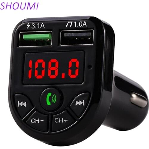 Shoumi FM Transmitter 4.1A Bluetooth Car kit Dual USB Car Charger 3.1A 1A 2 Port USB MP3 Music Player for iphone Xiaomi Samsung