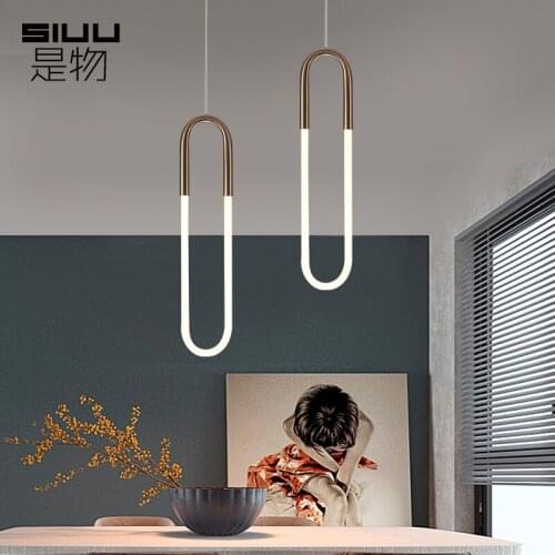 SIUU Bedroom Bar Modern u-Shaped Chandelier Light Luxury Very Simple Head Glass Tube Lamp