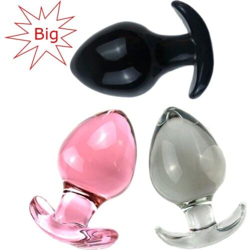 DIA 66mm Super Huge Anal Plug Big Glass Butt Plug Adult Sex Toys for Couples Glass Anal Plug Pink/Black Anal Beads Butplug