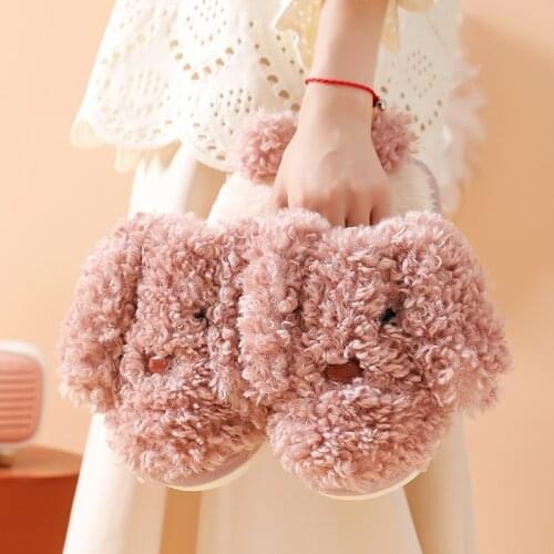 Animal slippers Dog Cute Slippers women Winter slippers home Cartoon Fluffy slippers Warm Plush Cozy Soft Plush house slippers