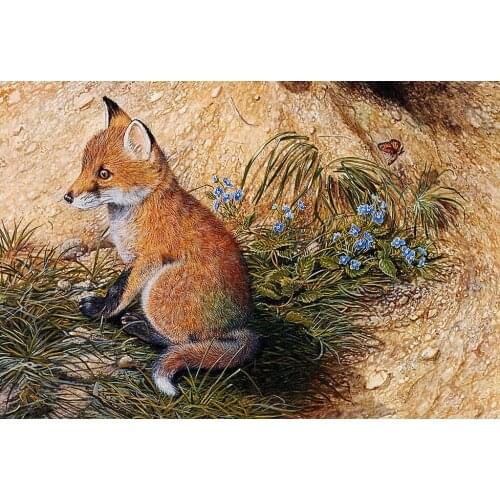 （Accept portrait customization）Artist perfect hand-painted art on canvas: Lovely little fox art