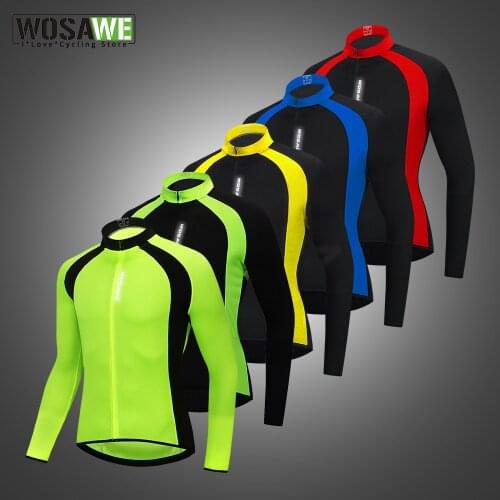WOSAWE Mens Breathable Reflective Cycling Jackets Cycle Vest Wind Coat Bicycle MTB Bike Wear Long Sleeve Riding Windbreaker