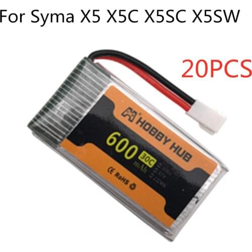 Lipo Battery 3.7V 600mAh 30C For Syma X5 X5C X5SC X5SW H5C CX-30 M68 905 RC Quadcopter Drone Spare Part 802540 20pcs/lot