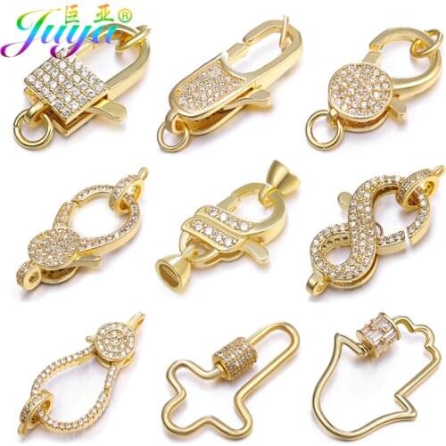Juya DIY Jewelry Clasps Supplies Copper Connector Hook Fasteners Lobster Screw Clasps For Natural Stones Pearls Jewelry Making