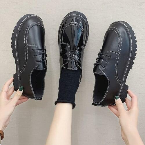 New Thick Bottom Platform Shoes Woman Oxfords Women Shoes Loafers Female Flats Frenulum Patent Leather Slip on Ladies Shoes High