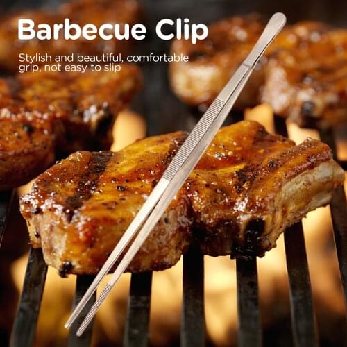 Stainless Steel food Tweezers Round Head Toothed Straight Seaweed Sushi BBQ Food Tongs Kitchen Tool 12*30cm Chef Supply