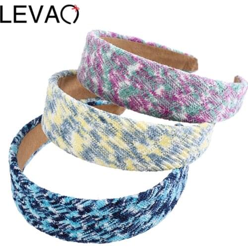 LEVAO Printing Corduroy Headband For Women Knitting Hairbands Bezel Elegant Girls Hair Accessories Winter Hair Band Headwear