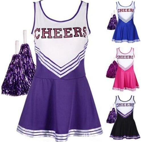 XS-2XL Hot Sale Cheerleading Dress With Pom Pom Basketball Game Cheer Uniform Sexy Girl Sport Cheerleaders Costume Suit