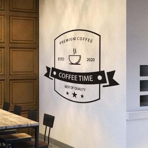 Coffee Shop Sign Coffee Time Premium Best Of Quality Logo Cafe Decor Wall Cup Mug Decal Sticker Vinyl