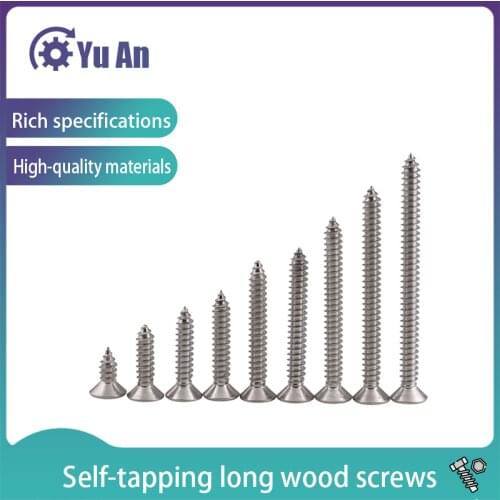 Phillips Flat Head Tapping Long Wood Screw KA Stainless steel Cross Countersunk Head Self Tapping Long Screws M4-M8 10PCS