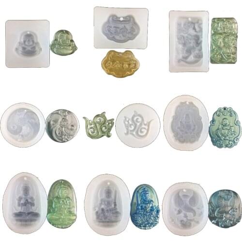 10 Styles Guanyin Buddha Chinese Traditional Amulet Mold Yin Yang Taiji Jewelry Pendant Charms Mold Resin Casting Molds